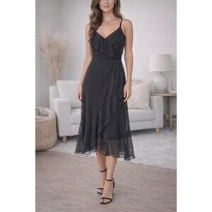 1. State Winter Muse Black Ruffle Sparkle Hi-Lo Dress NWT Women’s XS